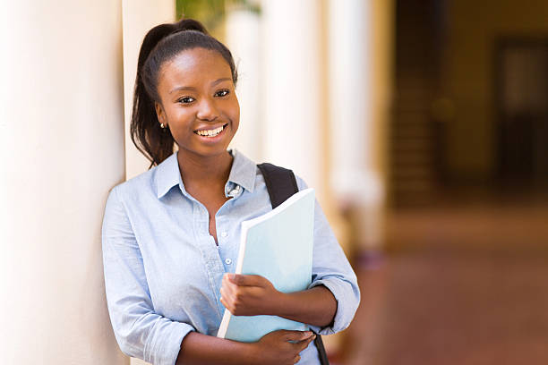 attractive african american female college student on campus